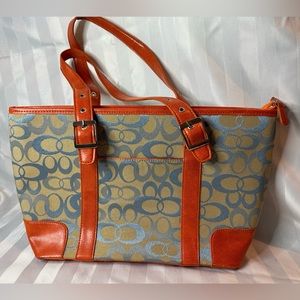 Tan and Orange Handbag with Adjustable Straps